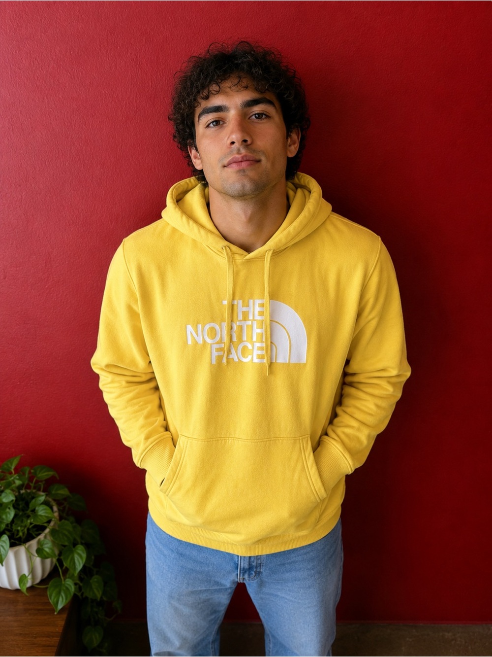 The North Face Men's Yellow Half Dome Pullover Hoodie - Size M